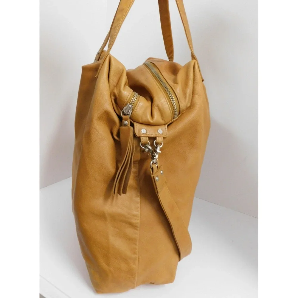 LUMI Large Shopping Tote Bag Women's Tan‎ Leather